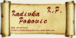Kadivka Popović vizit kartica